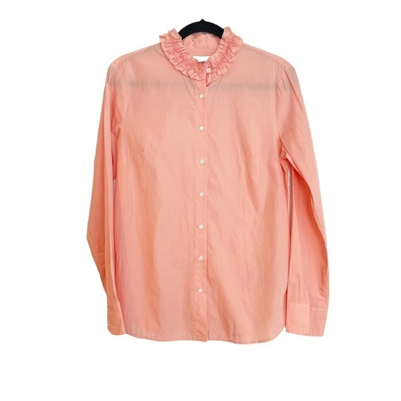 J. CREW Women's Peach Button Down Shirt Blouse Long Sleeve Size M - Picture 2 of 8
